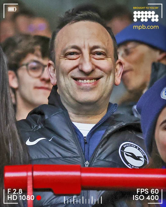 Tony Bloom smiling at the camera on Wednesday evening while stood in the away end at Brentford. What a man!