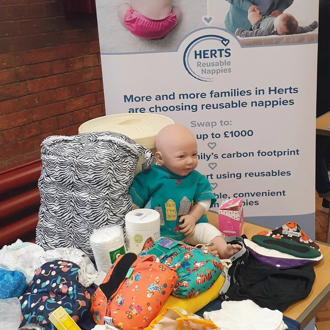 A table at a reusable nappy event hosted by a nappy library
