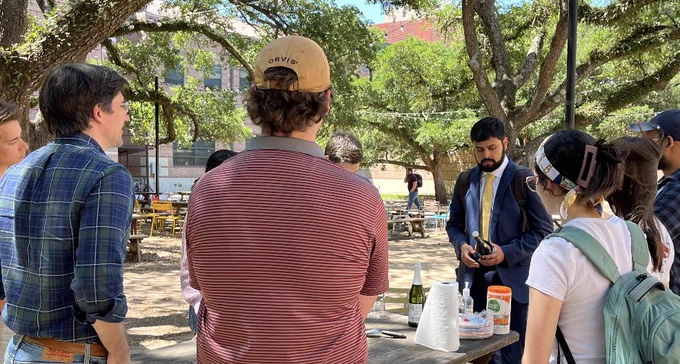 Irfan celebrates after passing his MS defense