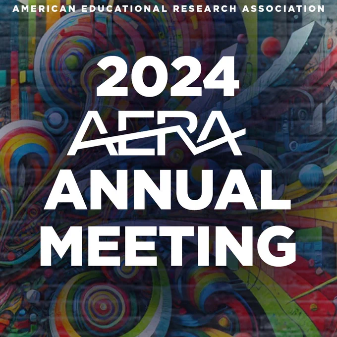 A muted graffiti background with text overlay that reads "2024 AERA Annual Meeting"