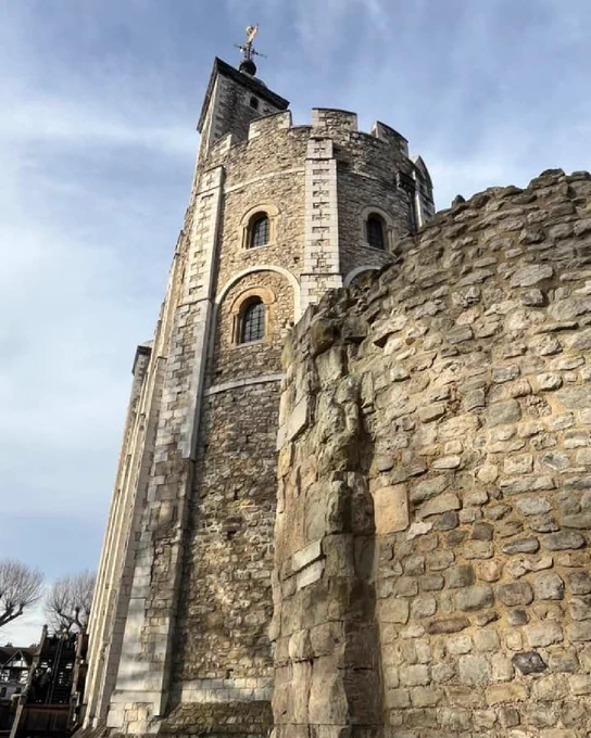 The White Tower, a large brick building with blue sky in the background