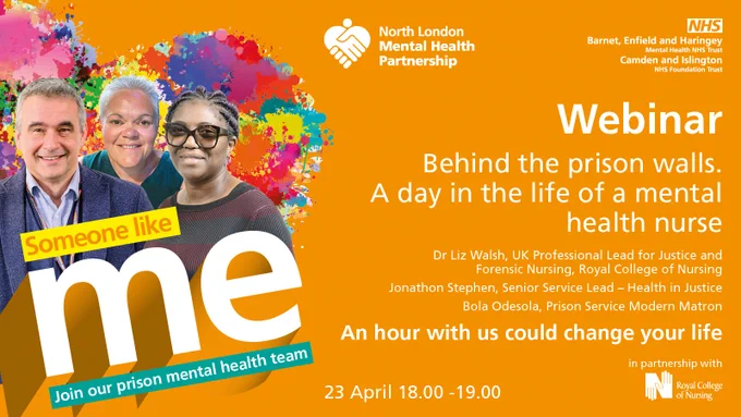 Webinar. Behind the prison walls, a day in the life of a mental health nurse.  23 April 18:00-19:00
