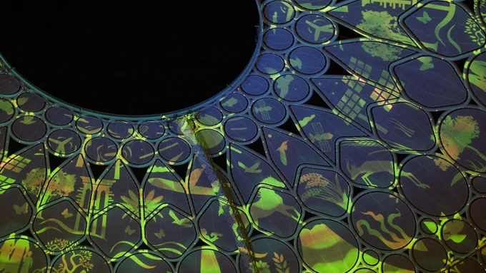  An illuminated dome at COP28 in Dubai. RIFS/Nico Herzog 

