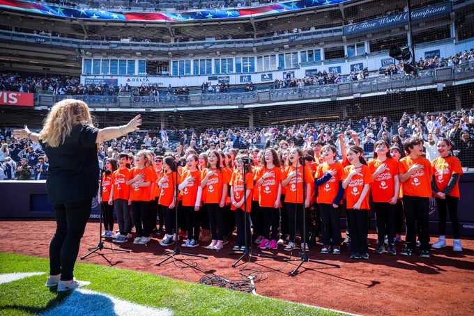 The 4th Grade Chorus from Carrie E. Tompkins Elementary School in Croton-on-Hudson, New York, performs today’s beautiful rendition of our National Anthem under the direction of Marlena Horton.