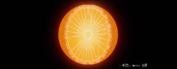 Artist 's impression of sound waves (p modes), with different frequencies, travelling across the inner layers of a star