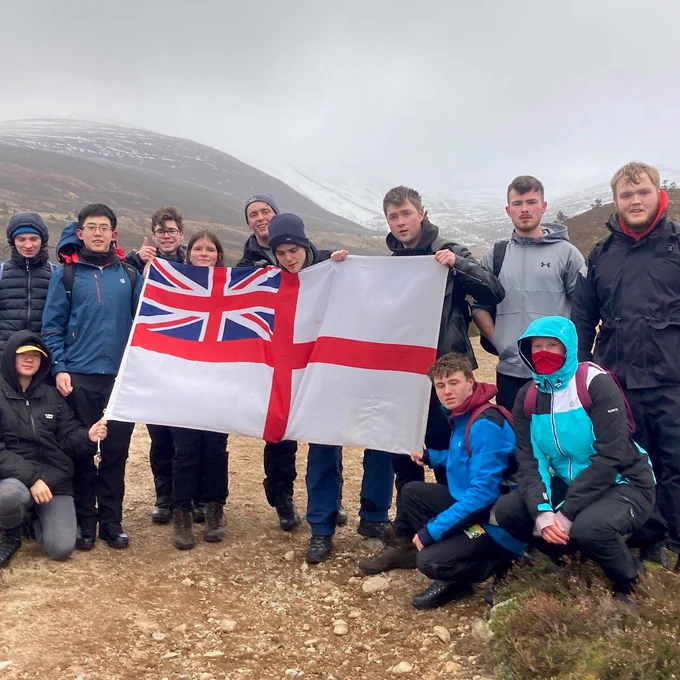 Twelve Officer Cadets on a trail in the Cairngorms