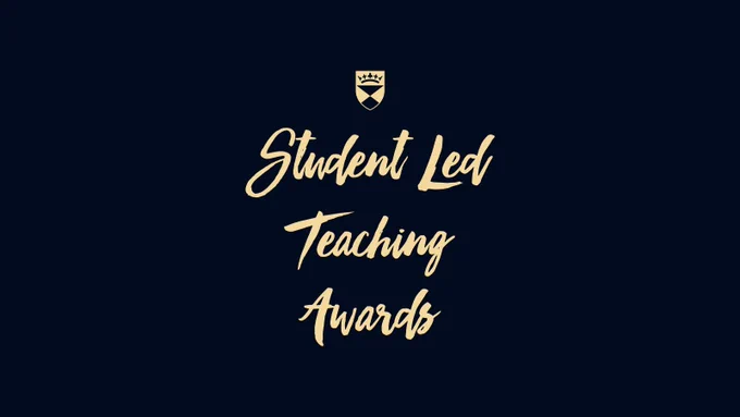 University of Dundee crest with text student led teaching awards underneath