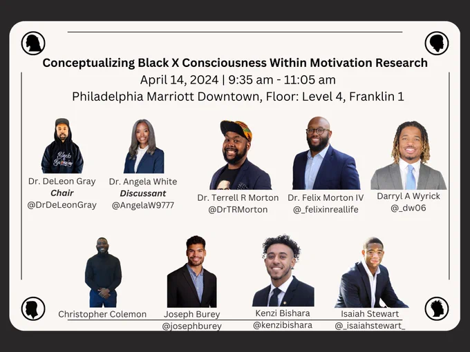 Flyer describing an AERA Session focused on Black X Consciousness that will take place April 14 at 9:35 am