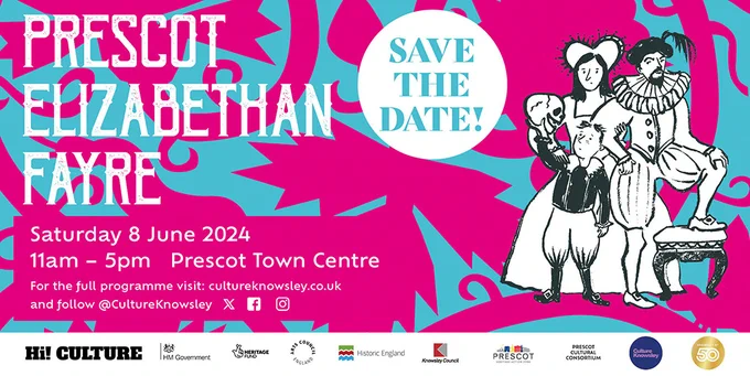 Prescot Elizabethan Fayre
Saturday 8 June
Prescot town centre