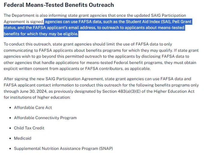Screenshot of new federal guidance linked in Tweet.
