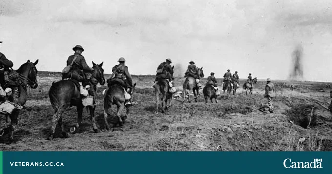 The Canadian Light Horse go into action at Vimy Ridge, April 1917.