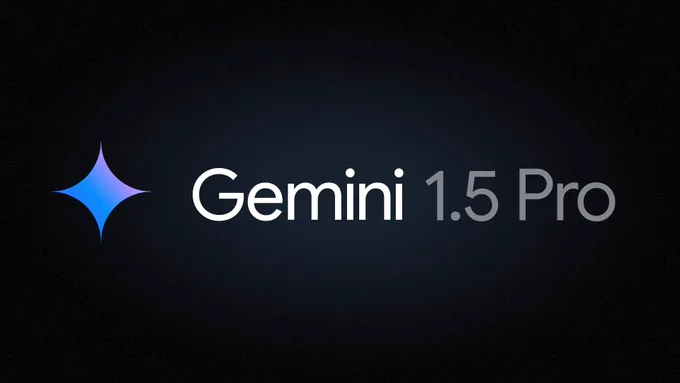 Image reads "Gemini 1.5 Pro" set against a black background.