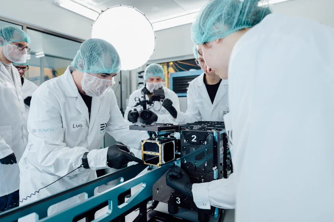 ISTSat-1 and ³Cat-4 student teams at the Exolaunch integration facility, Berlin