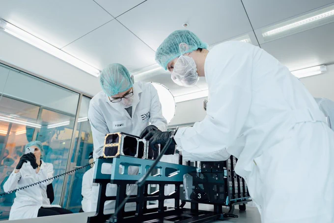 ISTSat-1 and ³Cat-4 student teams at the Exolaunch integration facility, Berlin