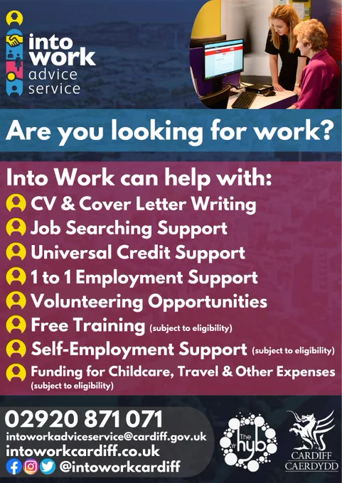 Are you looking for work?
Into work Cardiff can help.