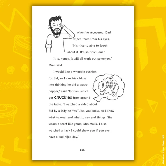 Page from inside Meet the Maliks showing Norman learning about Eid