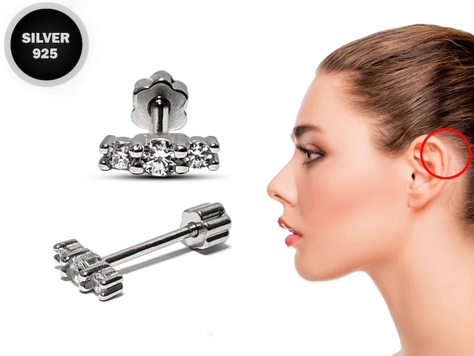 Silver with 925 Stamp
CZ Clear Crystals
Gauge: 20g (0.8mm)
x1 each order
Bar Length: 9mm
Externally Threaded
Screw back