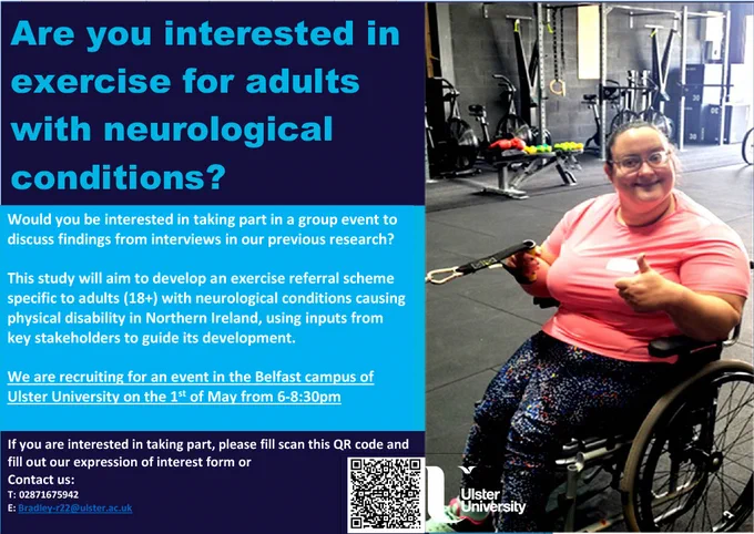 Advertisement flyer showing a person in a wheelchair exercising