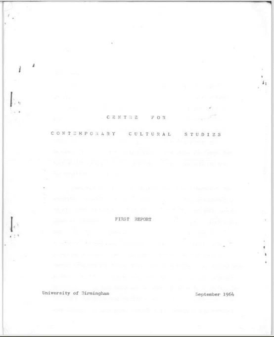 Image: Centre for Contemporary Cultural Studies First Annual Report 1964. Ref Code: UB/CCCS/A/3/1