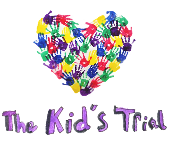 The Kid's Trial with children's hand prints in the shape of a heart