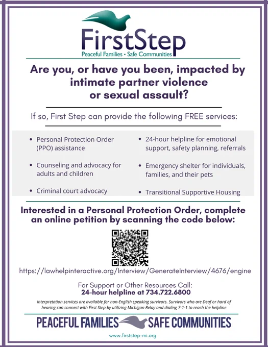 The Canton Township Police Department works closely with First Step to help victims of domestic violence and sexual assault. They offer many free programs which can be a powerful tool for individuals who need support. 
If you or someone you know needs police assistance, we are available 24/7. Allow us to be the light in a dark time.
