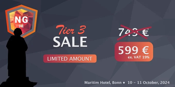 Banner of NG-DE conference in Bonn, dated October 10-11, 2024, announcing the TIER 3 sale, happening right now!