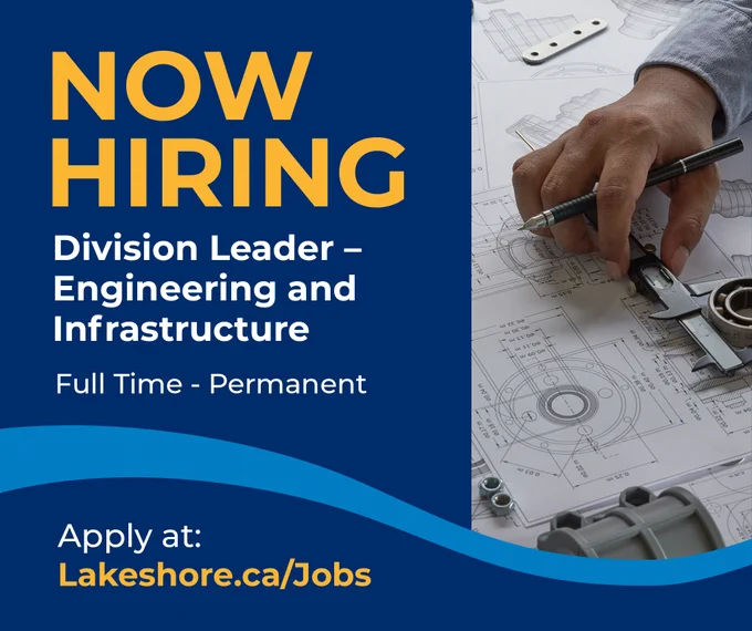 Now hiring graphic with job title text and an image of engineering sketches and tools.