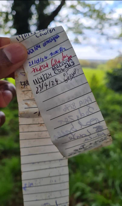 Geocache log signed by OT Group today