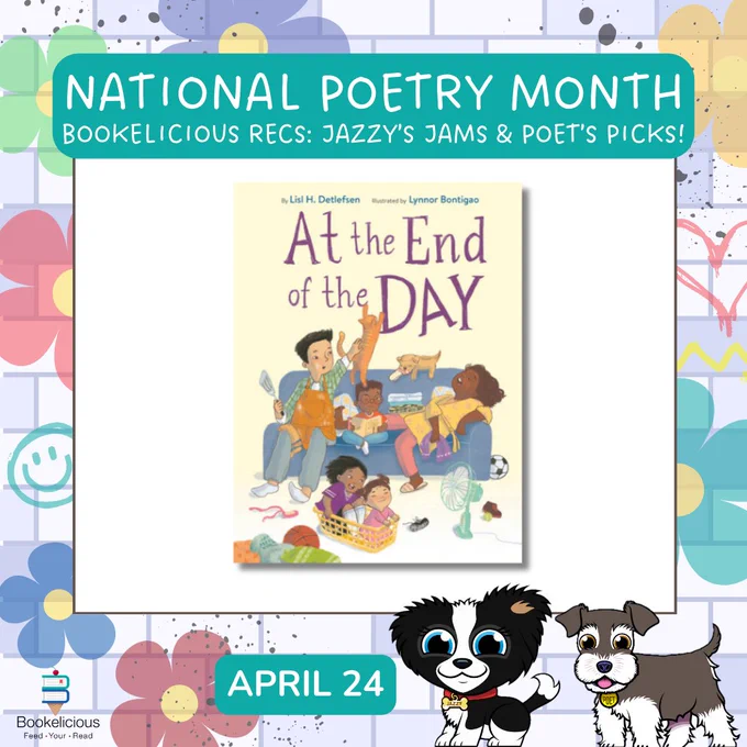 A #NationalPoetryMonth celebration! 🎉

At the End of the Day
✍️ @lislhd 
🎨 @lynnorbontigao 
 
"A pitch-perfect story about a busy, exhausted, and loving family dealing with one obstacle after another in the run-up to bedtime..."
https://www.bookelicious.com/book/98320/at-the-end-of-the-day/