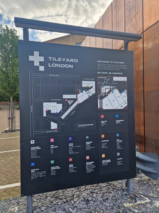 Map of Tileyard London showing studios, cafe, brewery, and other creative hub stuff!