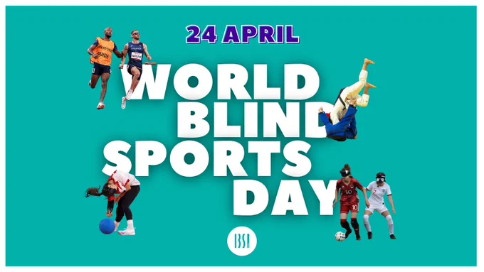 A graphic for World Blind Sports Day carries the same wording and features athletes playing goalball, blind football, judo and athletics