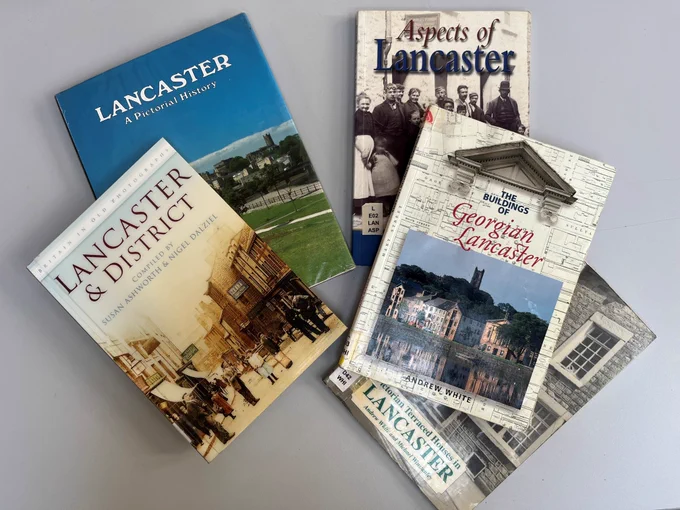 Collection of local history books from Lancaster Library's local studies collection.