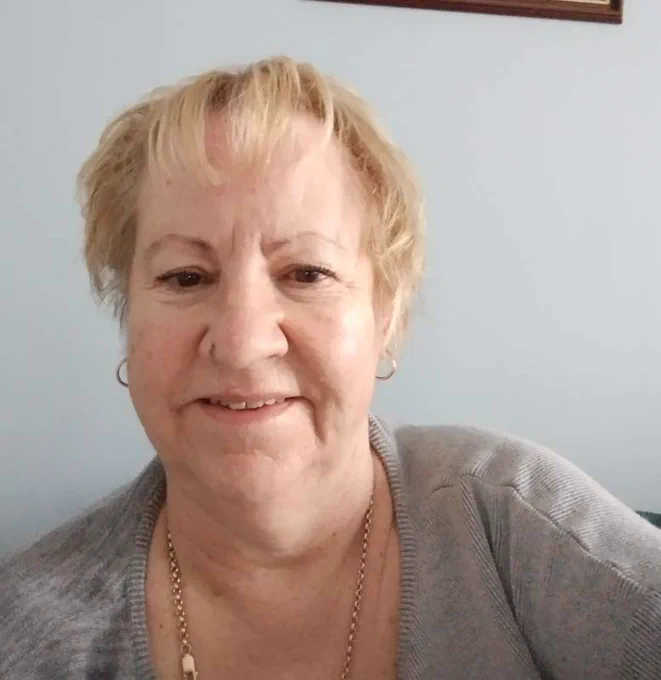 Image is of Sue Davies, 66, a patient of the MS Service.