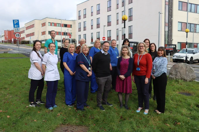 Image is a group shot of Morriston Hospital's Multiple Sclerosis Service team.