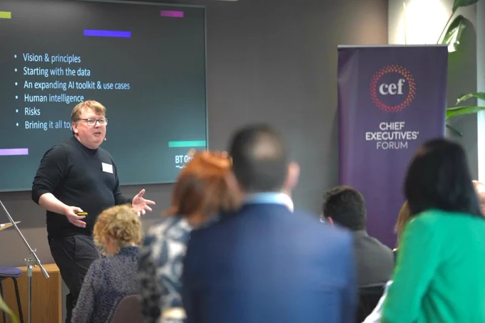 Pictured at today's briefing on AI opportunities & threats is Mark O'Flaherty, BT