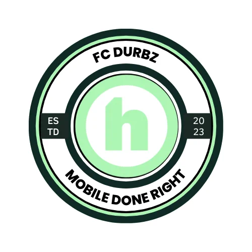 The logo for the Honest football team. "FC Durbz - Mobile Done Right" 