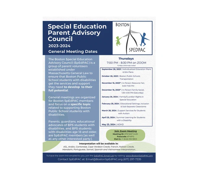 SpEdPAC mtg on summer learning Apr 25 , 7p -830p via Zoom