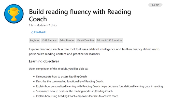 Picture of new Reading Coach course