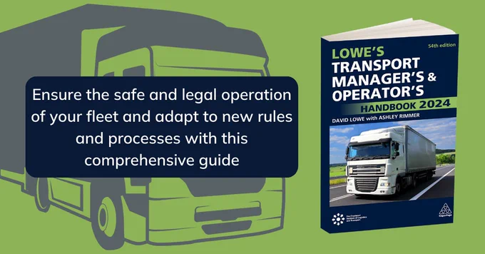'Ensure the safe and legal operation of fleet and adapt to the new rules and processes with this comprehensive guide', next to the book.