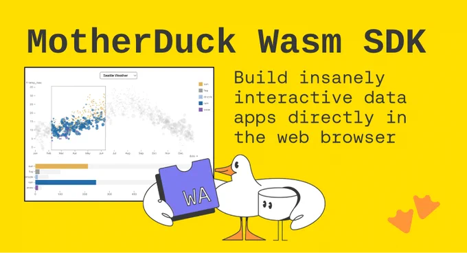 Build responsive, data-driven components directly in the web browser with MotherDuck's Wasm SDK