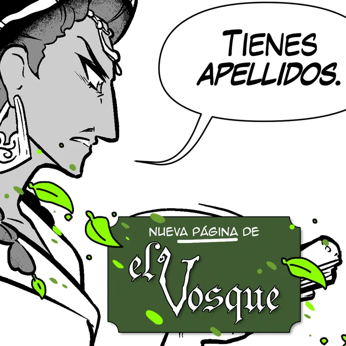 Imagen promocional del webcómic El Vosque con un trozo de una viñeta