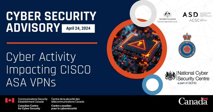 Cyber Security Advisory. April 24, 2024. Cyber Activity Impacting CISCO ASA VPNs