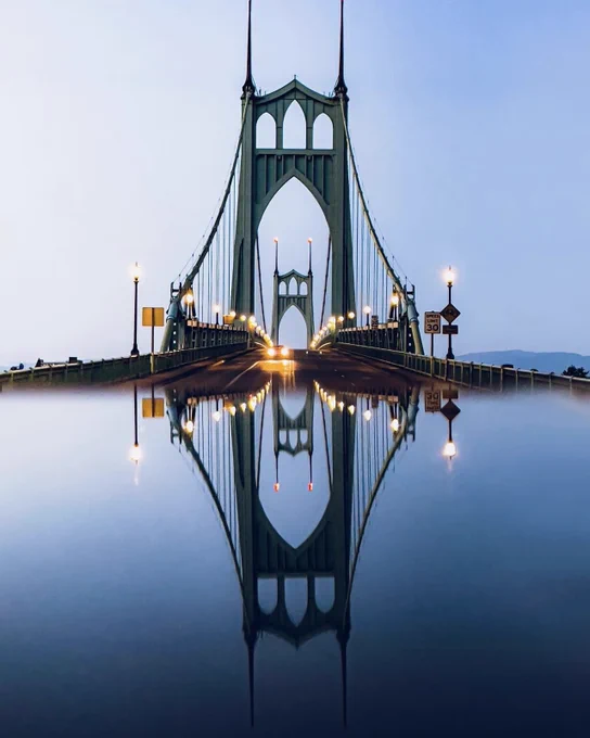 iPhone reflection photo of bridge using second phone to use as a reflective surface