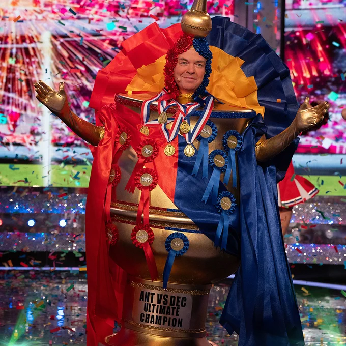 Stephen Mulhern dressed as the Ant vs Dec Ultimate Champion trophy
