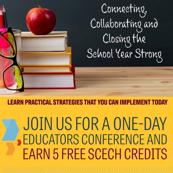 Social media graphic for "Connecting, Collaborating, and Closing Strong" professional development event. 