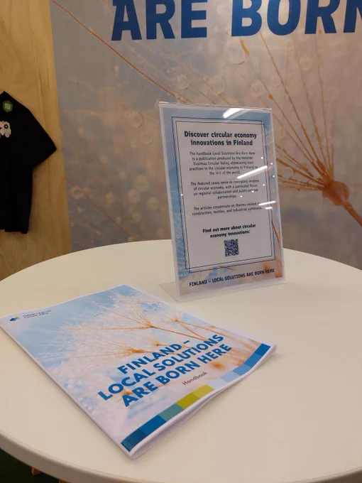 On the table there are handbook called Finland - Local solutions are born here.