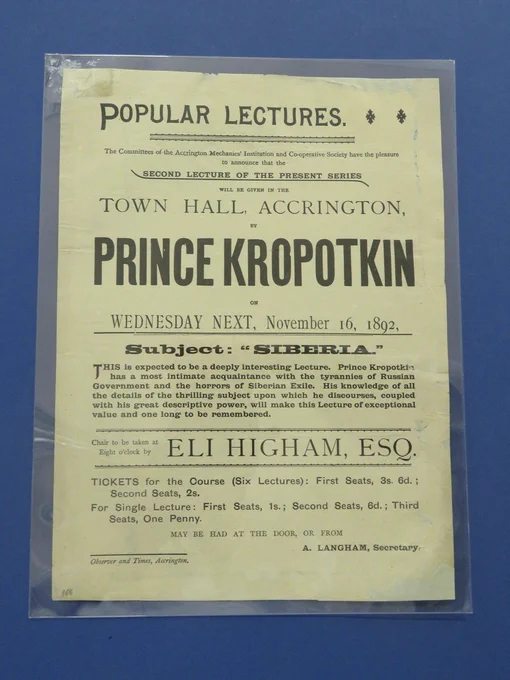 Image of handbill from Accrington Library's local history collections, 1892. 