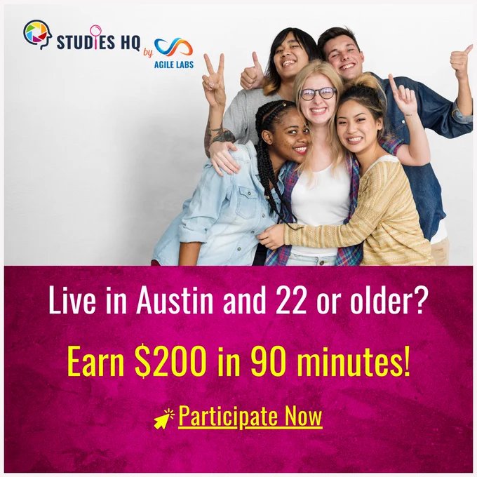 Ready to share your insights and earn some extra cash? Join our user study in Austin, TX! Just 90 minutes of your time could earn you $200. Sign Up : https://forms.gle/ZrHqRm8sLrv5jPyW6 
#AustinStudy #EarnCash #UserResearch #Opportunity