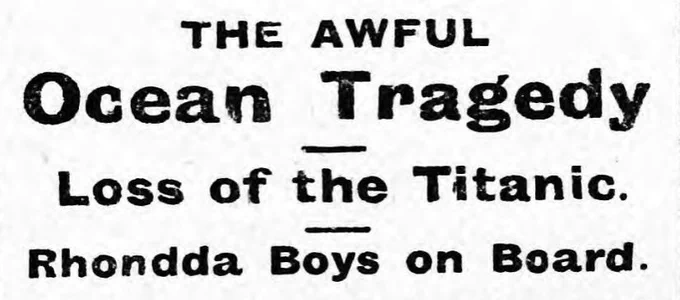 Titanic sinking headline 'The Awful Ocean Tragedy'