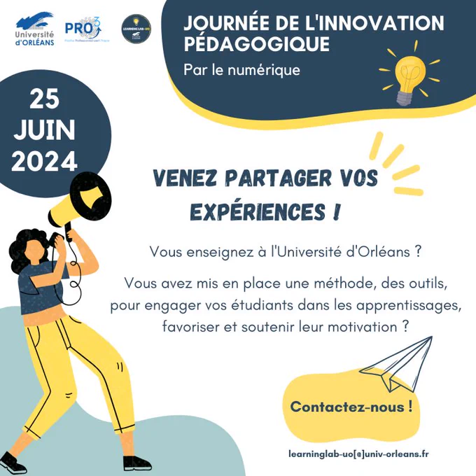 Venez partager vos expériences ! Vous enseignez à l'Université d'Orléans ? Vous avez mis en place une méthode, des outils pour engager vos étudiants dans les apprentissages, favoriser et soutenir leur motivation ? 